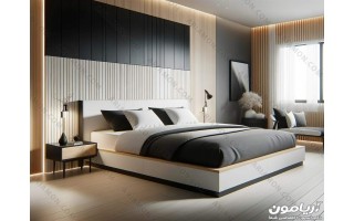 چیدمان اتاق خواب با سرویس خواب چوبی مدرن