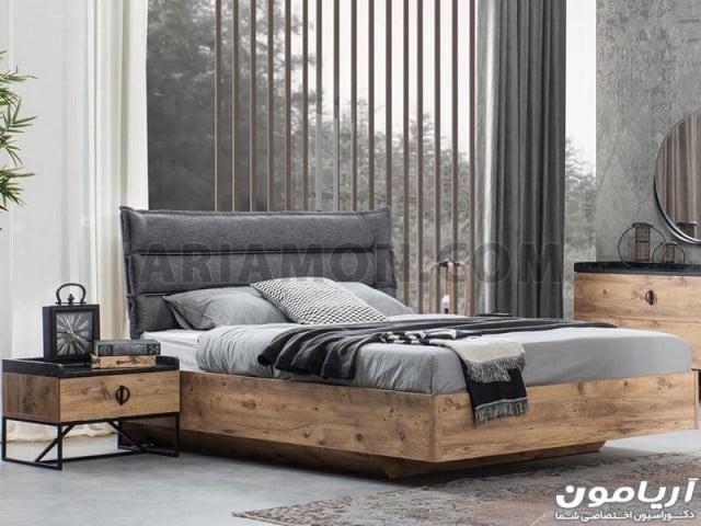 تخت خواب چوب و فلز