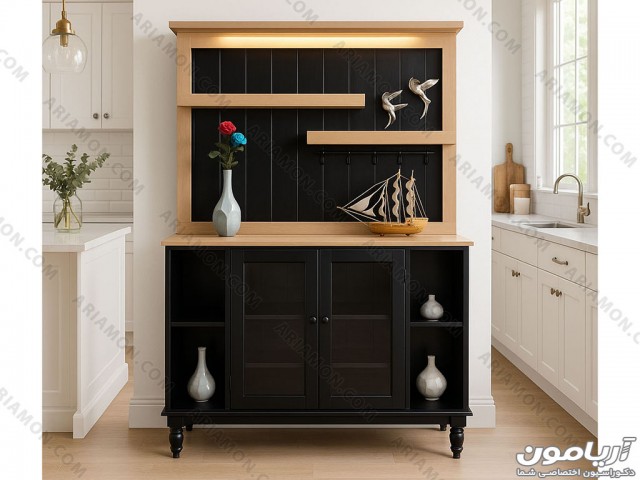 کافیبار مشکی مدرن و بوفه شیشه ای نئوکلاسیک کافیبار مشکی مدرن و بوفه شیشه ای نئوکلاسیک