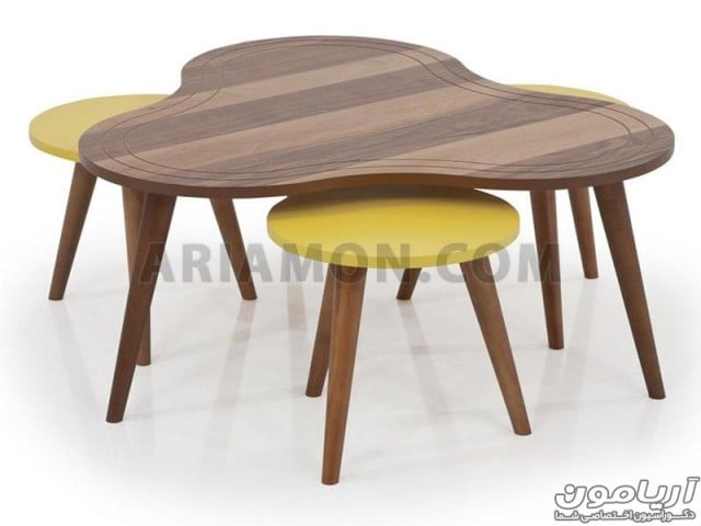 میز جلو مبلی دایره چوبی با میز عسلی 
