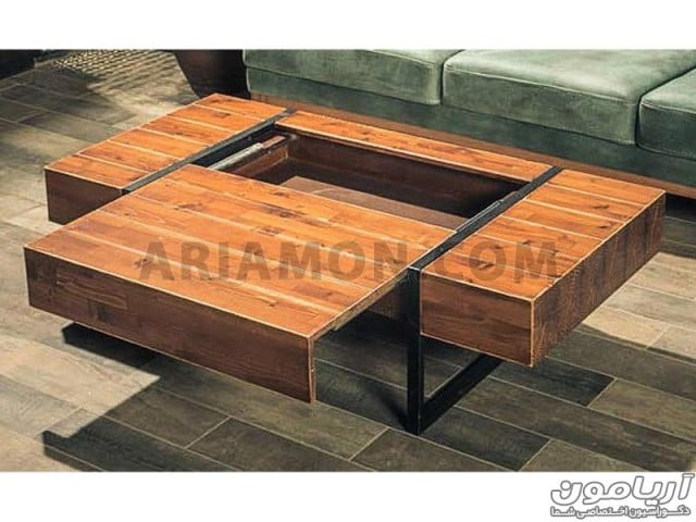 میز جلو مبلی چوبی فلزی 