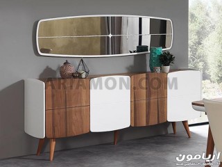 میز کنسول سفید قهوه ای ابزار خورده میز کنسول سفید قهوه ای ابزار خورده