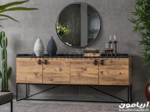 آینه کنسول چوب و فلز آینه کنسول چوب و فلز