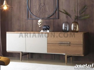 آینه کنسول دو رنگ چوبی سفید آینه کنسول دو رنگ چوبی سفید