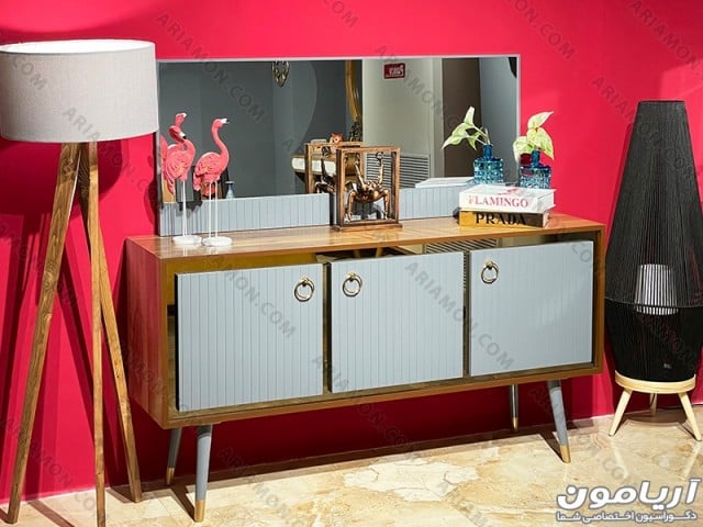 آینه و کنسول  روکش چوبی ارزان قیمت