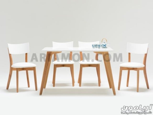میز ناهار خوری چوبی مستطیل سفید