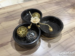 آجیل خوری سنگی گرد، دایره های به هم چسبیده گرانیت آجیل خوری سنگی گرد، دایره های به هم چسبیده گرانیت