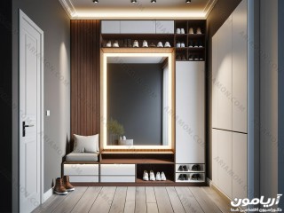 جاکفشی با آینه و جالباسی 