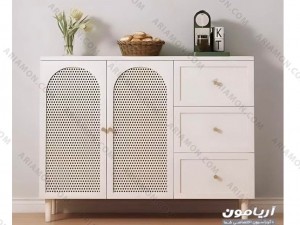 جا کفشی کابینتی با درب حصیری بامبو