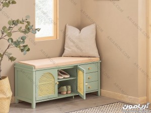 کمد کفش کشو دار سبز حصیری