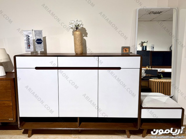 جاکفشی نشیمن دار کابینتی بزرگ با آینه قدی جاکفشی نشیمن دار کابینتی بزرگ با آینه قدی
