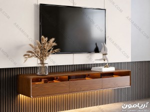 میز تلویزیون دیواری لبه خم رسیوردار میز تلویزیون دیواری لبه خم رسیوردار