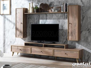 میز تلویزیون طرح ترک چوب