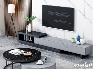 میز تلویزیون مدرن طوسی مشکی میز تلویزیون مدرن طوسی مشکی
