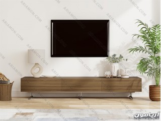 میز تلویزیون تمام چوب پایه دار
