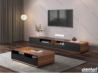 میز تلویزیون لاکچری چوبی، مشکی مدرن میز تلویزیون لاکچری چوبی، مشکی مدرن