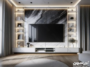 تی وی وال سفید سنگی تی وی وال سفید سنگی