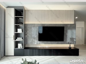 تی وی وال سنگی مشکی مدرن تی وی وال سنگی مشکی مدرن