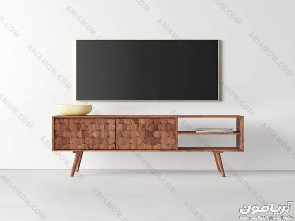 میز تلویزیون چوبی طرح دار